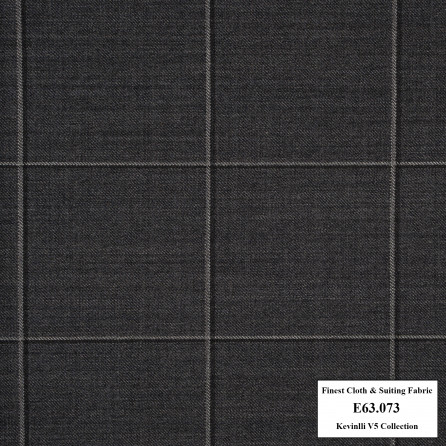 E63.073 Kevinlli V5 - Vải Suit 60% Wool - Xám Caro trắng